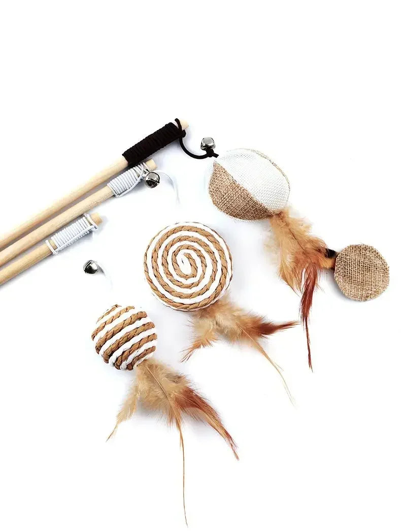 Interactive Feather Cat Wand Toy